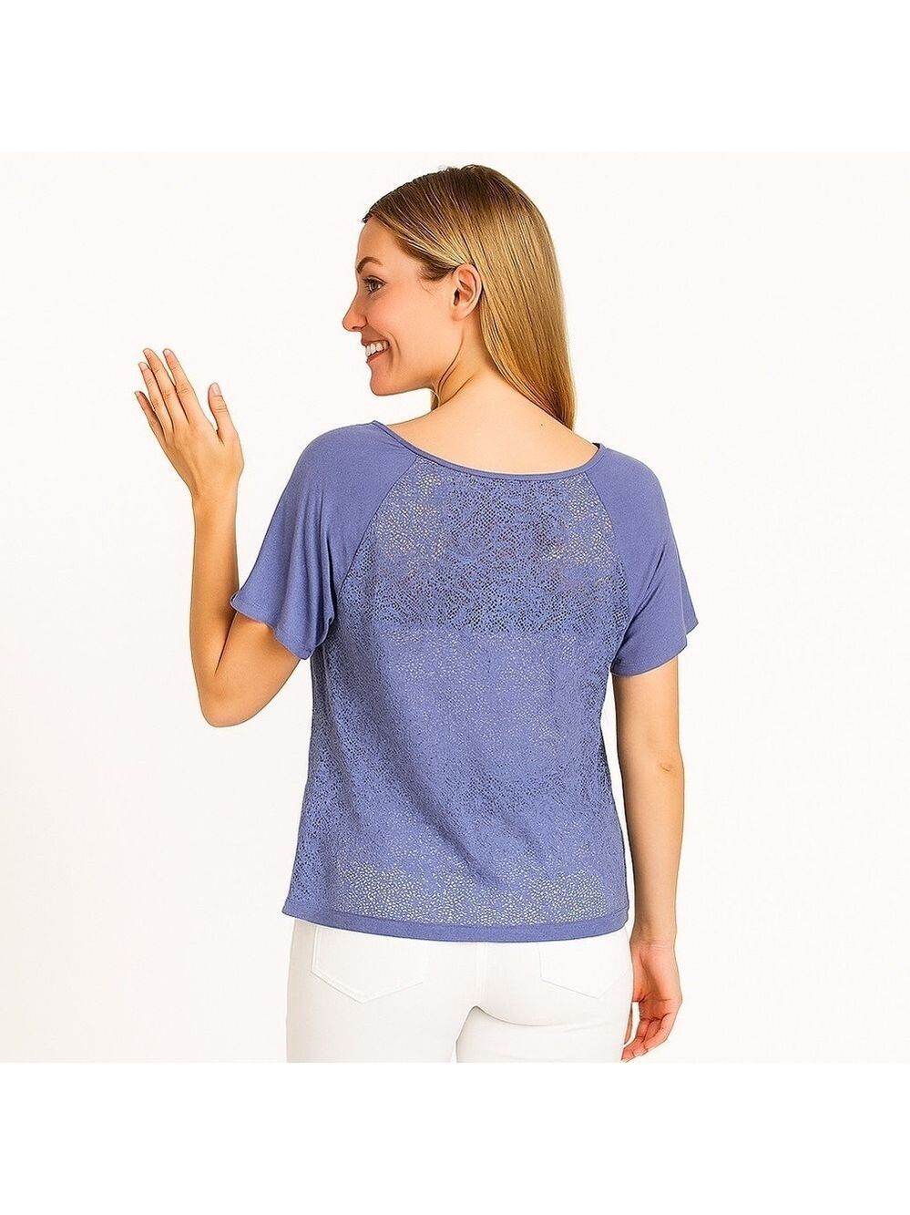 HEARTS Lavender Purple Lace Bodice Tee Size M - Picture 2 of 8